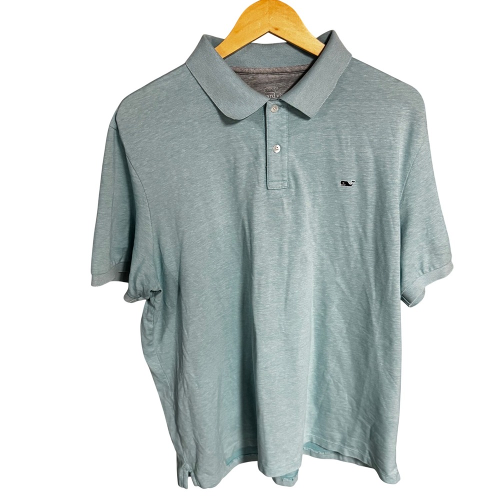 Vineyard Vines Edgartown Polo Shirt Mens Large Blue Palm‎ Beach Short Sleeve L
